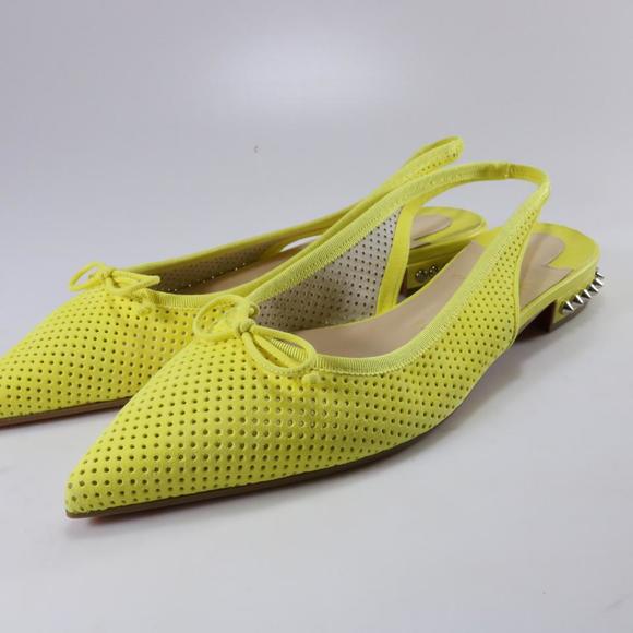 Hall Spike Flat Yellow Spiked Perforated Suede Slingback Flats d672 - Picture 4 of 12